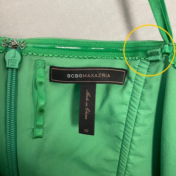 BCBGMaxAzria Strapless Dress Brooch Larre Kelly Green Sz 10 Cocktail Homecoming - Picture 12 of 16